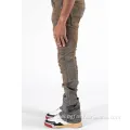 Flare Snap Button Distressed Skinny Stacked Jeans